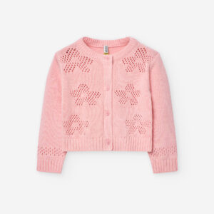 Casaco em malha rosa "flores" menina Losan